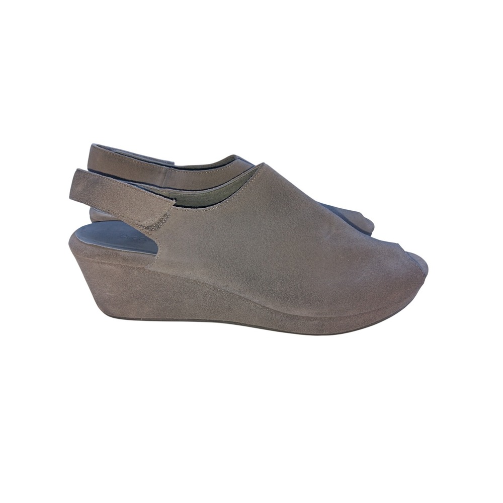 Chocolat Blu Yana Suede Wedge Sandals Grey Peep Toe Slingback Womens 8